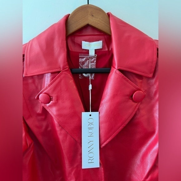 Ronny Kobo Alie Faux Leather Jumpsuit In Red NWT Size S - Picture 5 of 16